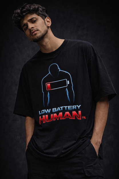 Low Battery Human Oversized Tee – Trendoro