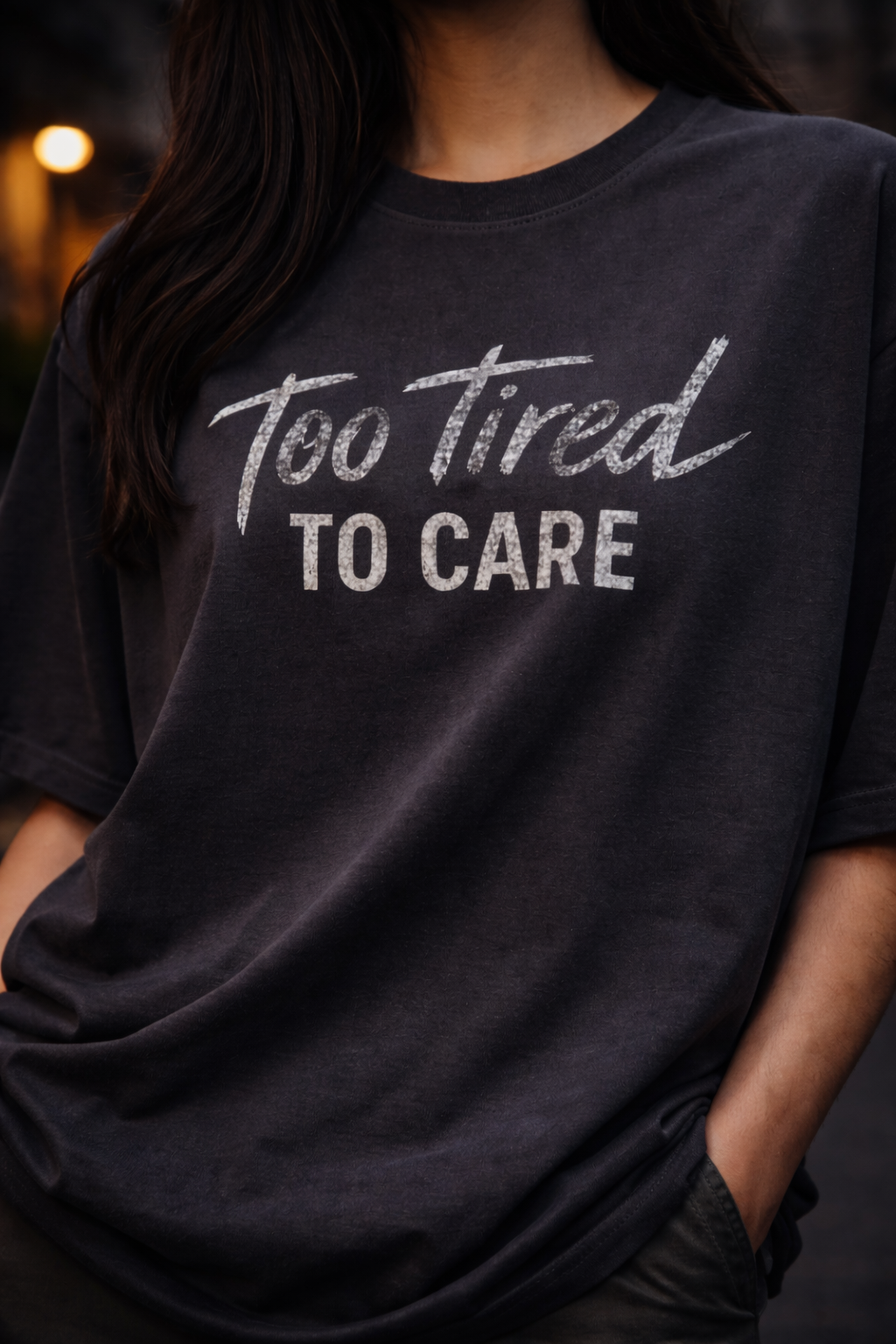 Too Tired To Care Oversized Tee – Trendoro