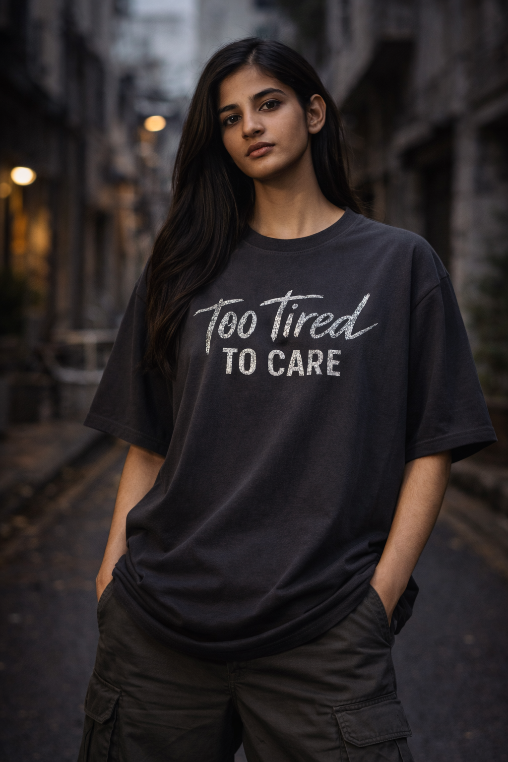 Too Tired To Care Oversized Tee – Trendoro