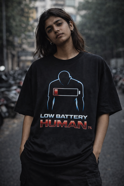 Low Battery Human Oversized Tee – Trendoro