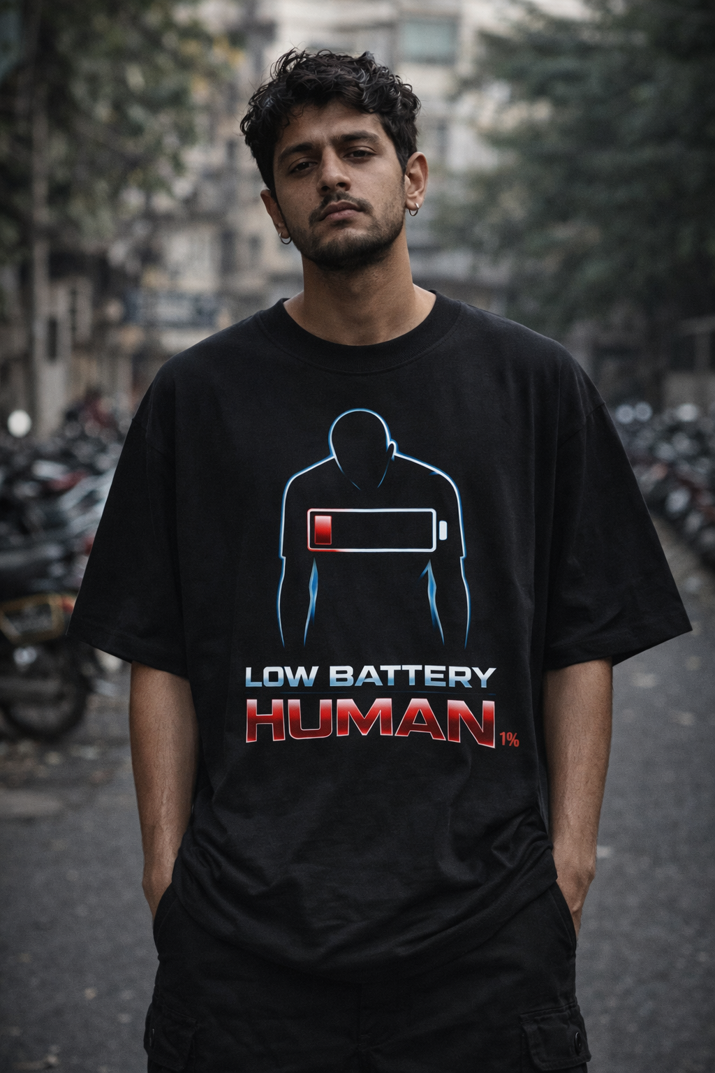 Low Battery Human Oversized Tee – Trendoro